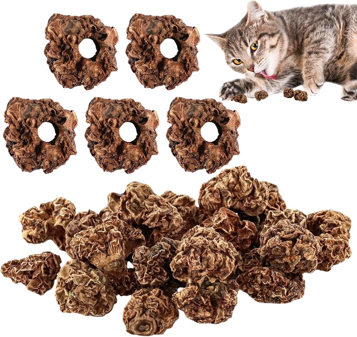 Thijox - 20 PCS Gedroogde Vruchten Kattenspeelgoed, Eetbaar Fruitspeelgoed Voor Katten, Kattenkruidvruchten, Tandreiniging, Verhoogt Eetlust en Vitali