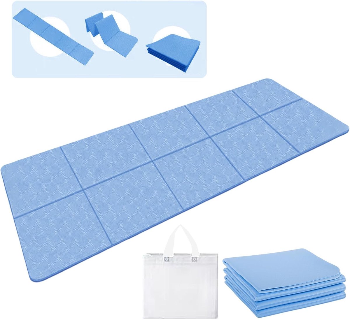 SnelShoppen - Yoga Mat - Vouwbare Yoga Mat 72 x 24 x 0.5cm - Reis Yoga Mat Antislip, Draagbare Fitness Mat met Draagtas voor Yoga, Sport en Reizen