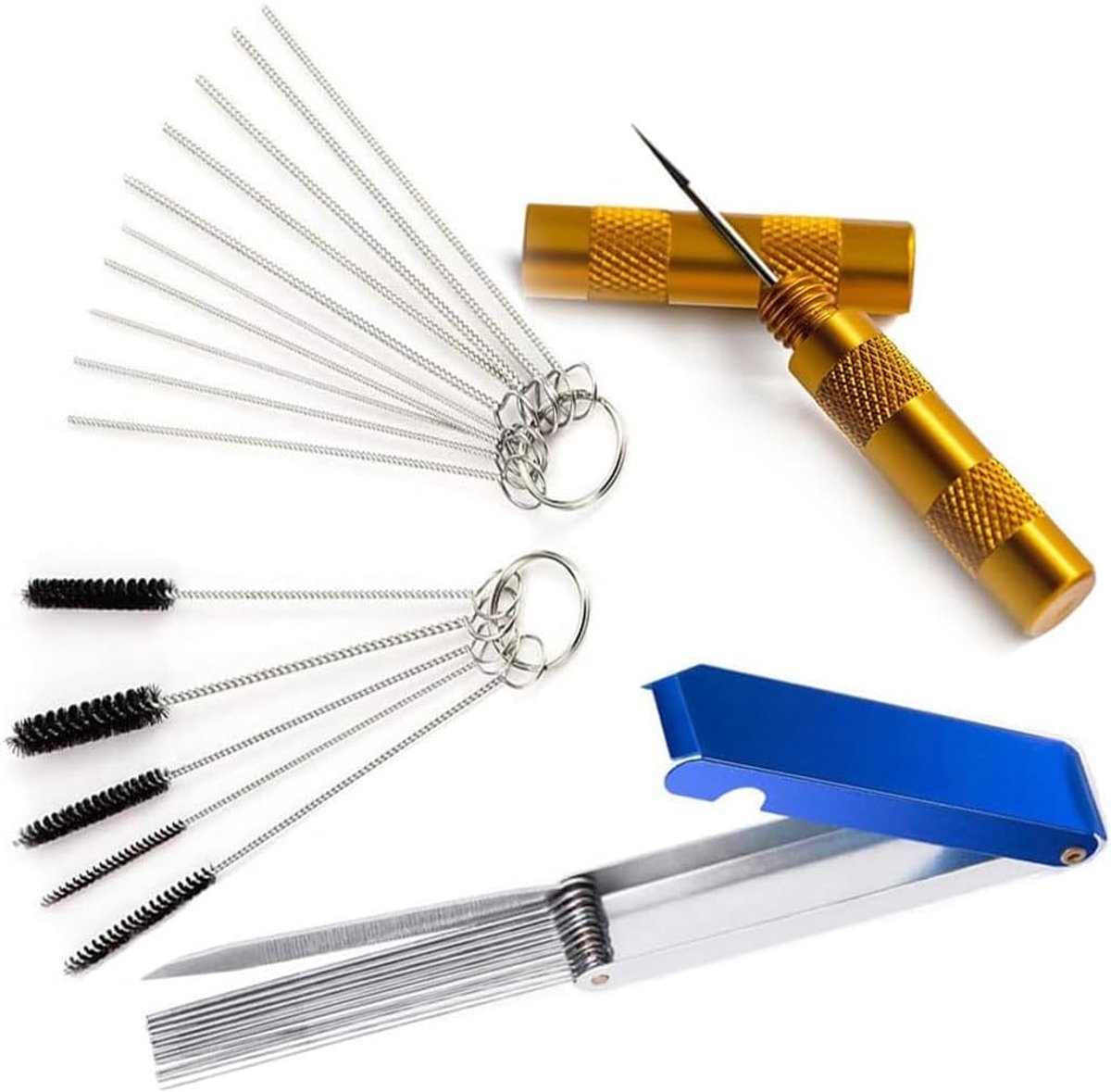 SnelShoppen - Carburettor Cleaner Set - 13-delige Reinigingsset voor Carburateurs - Inclusief 10 Reinigingsnaalden, 6 Nylon Borstels en 1 Scherpe Spil