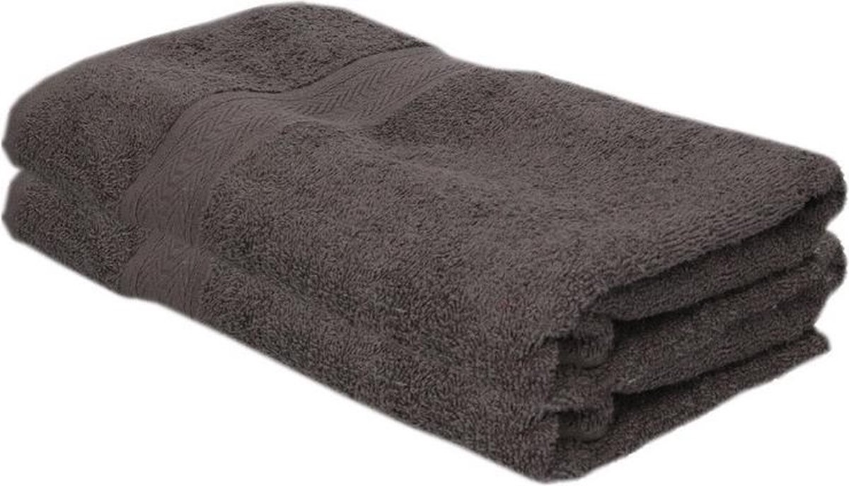 2x Voordelige badhanddoeken grijs 70 x 140 cm 420 grams - Badkamer textiel handdoeken