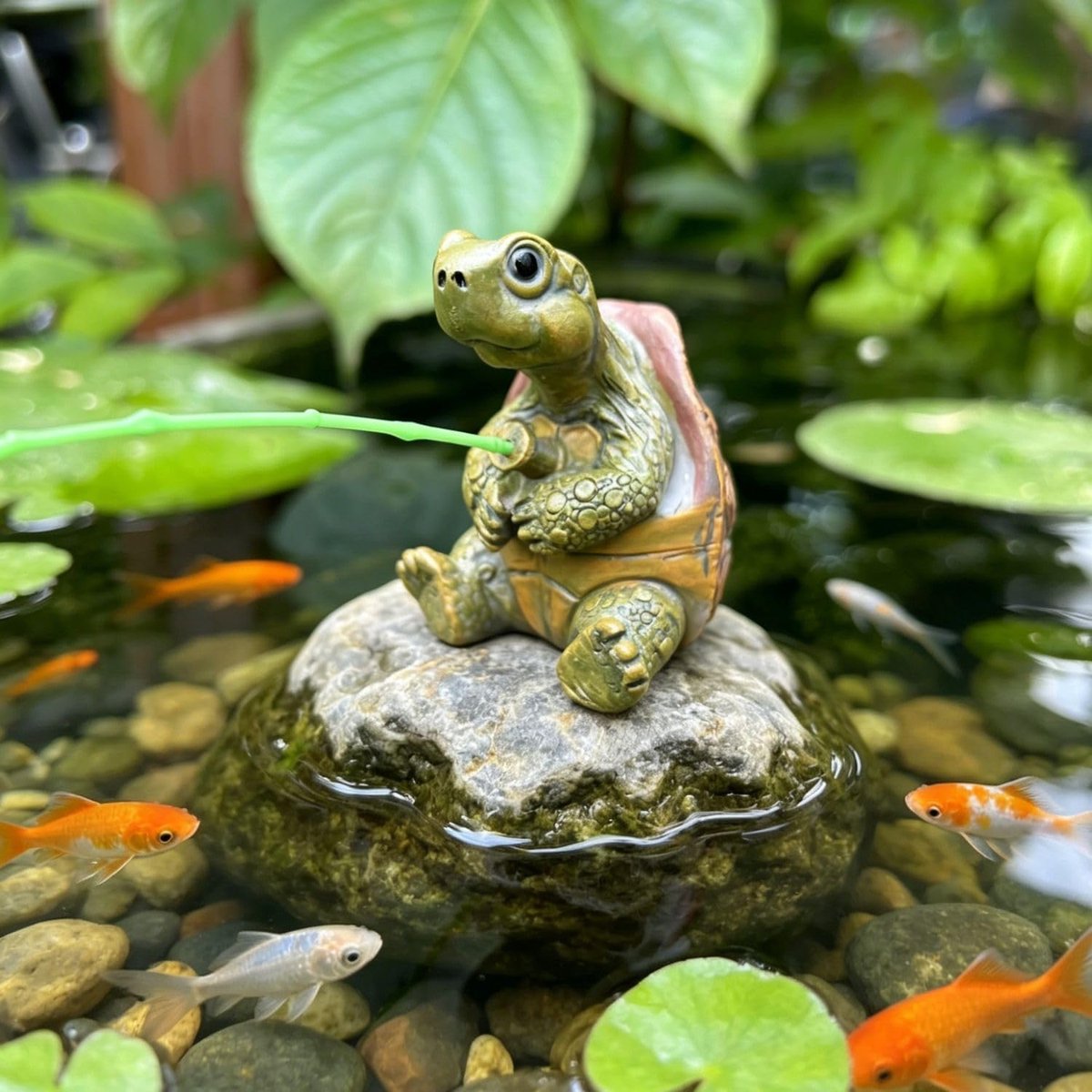 SnelShoppen - Mini Turtle Tuindecoratie - Mini Vijverturtle - Decoratieve Standbeeld voor Buiten - Weerbestendig - Handgeverfd - Perfect voor Tuin, Ba