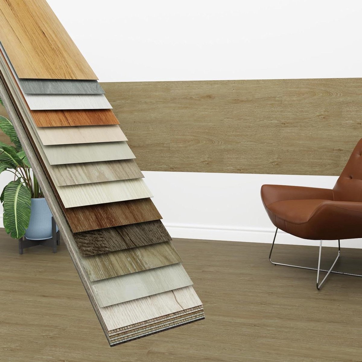 Zelfklevende Vinylplanken - PVC vloerbedekking - Muur en vloer - Authentieke houtlook - 5