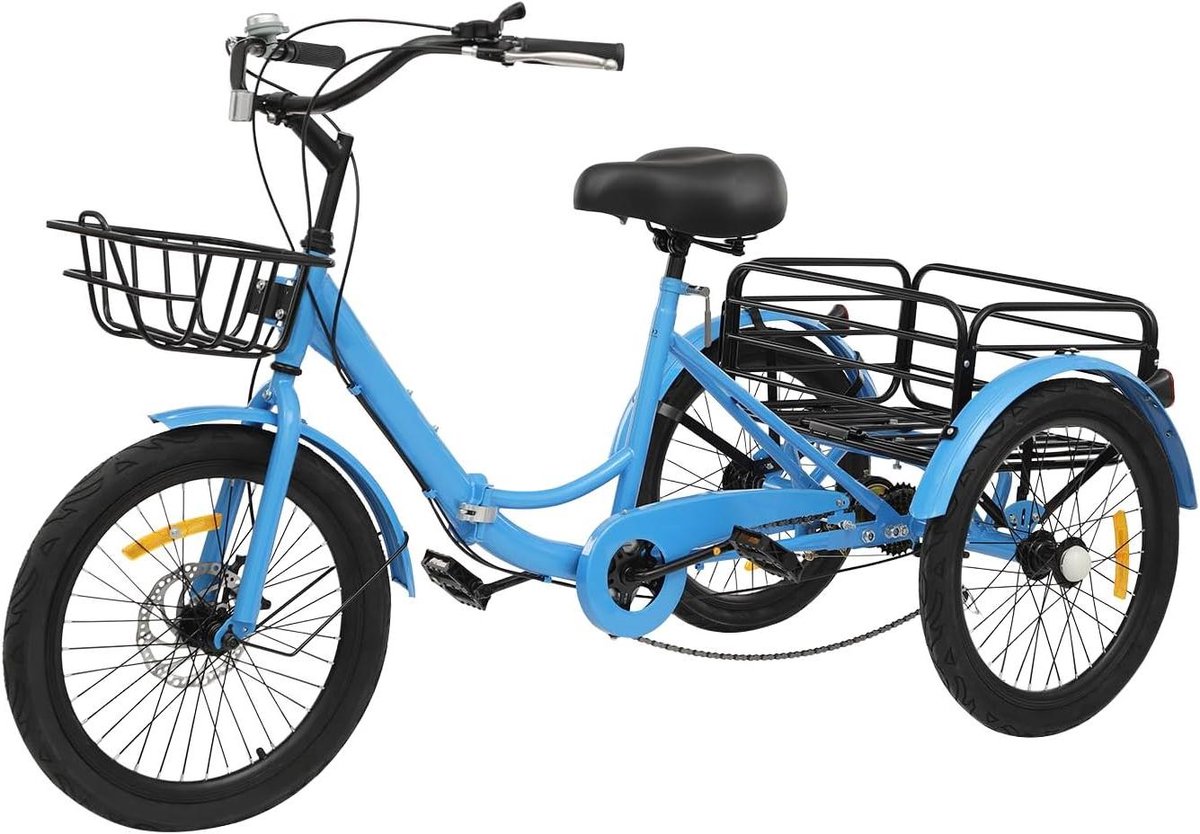 Opvouwbare Driewieler - Stadsfiets - Boodschappen Vervoeren - 7 Versnellingen - 20 inch - Blauw