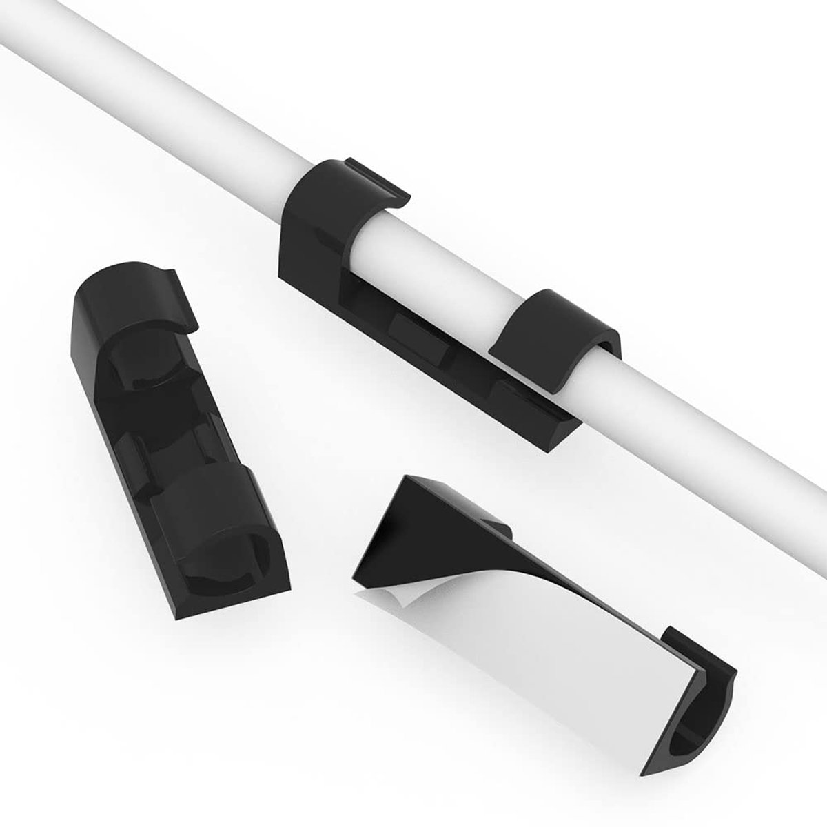 SnelShoppen - 40 Stuks Kabel Clips - Zelfklevende Kabelbeheerders, Multifunctionele Kabelhouders voor Cables tot 7mm, Zwart, Perfect voor Thuis, Kanto