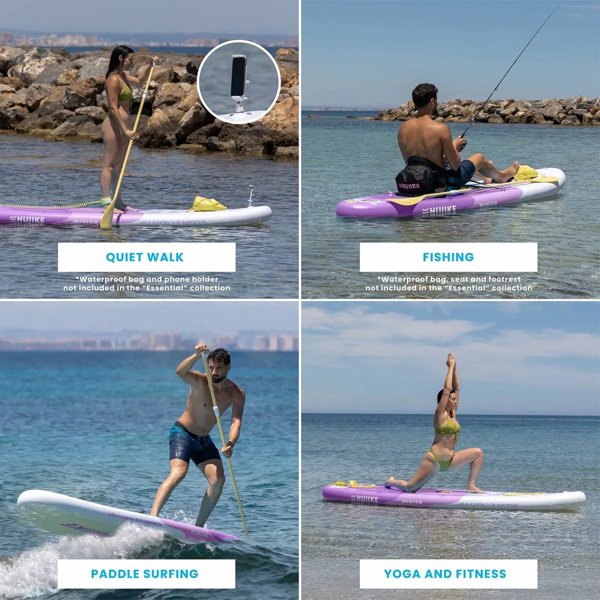 HUIIKE SUP Board - Opblaasbaar Paddle Board met Accessoires, Peddel, Vinnen, Pomp - Stand Up Paddle met Hoge Stabiliteit - 305 x 84 x 15 cm - Max. 130 kg – foto 8