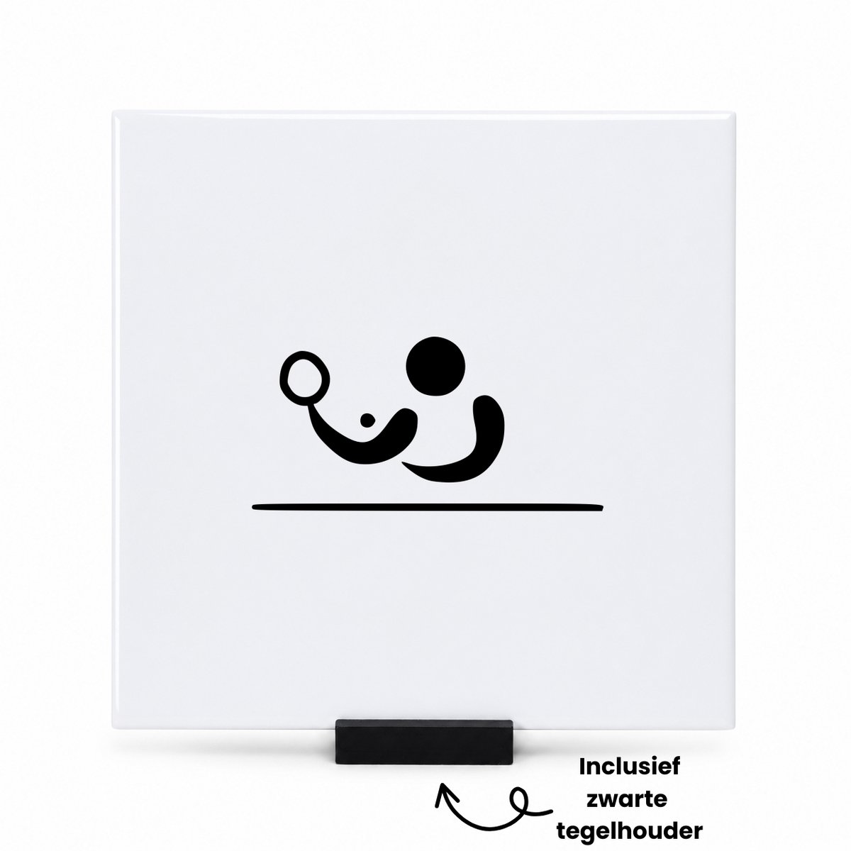Hacebo Tafeltennis tegeltje met tegelhouder - Tafeltennis - Beste tafeltennisspeler - tegeltjes met tekst - Tafeltennis - Ping Pong cadeau - Sport - spreuktegels - 15x15 CM Wit