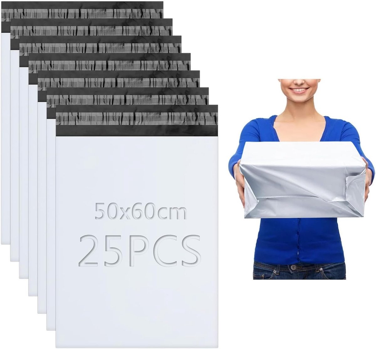 SnelShoppen - Verzendzakken 25 Stuks 50x60 cm Zelfklevend Ondoorzichtig Verpakkingszakken voor Post Verzendtassen voor Kleding Geschenken Persoonlijke