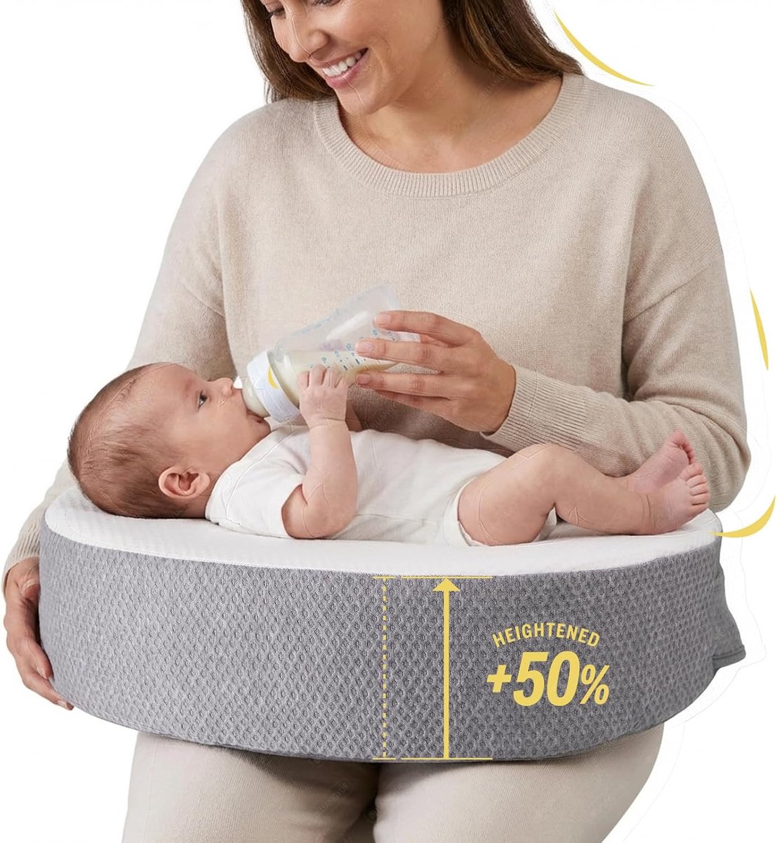 SnelShoppen - Memory Foam Borstvoedingskussen - Ergonomisch Plus Size Kussen met Veiligheidshekje - Ideaal voor Comfortabele Borstvoeding en Ondersteu