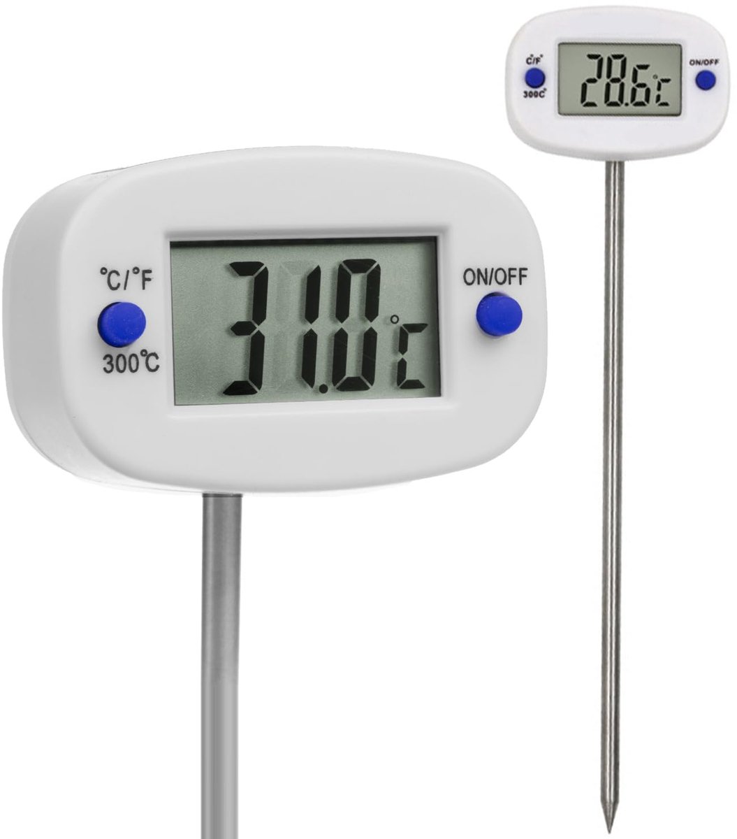 SnelShoppen - Digitale Keuken Thermometer - Vlees Thermometer - 15 cm - Wit - Hoog Precisie - Ideaal voor Vlees, Desserts en Koken