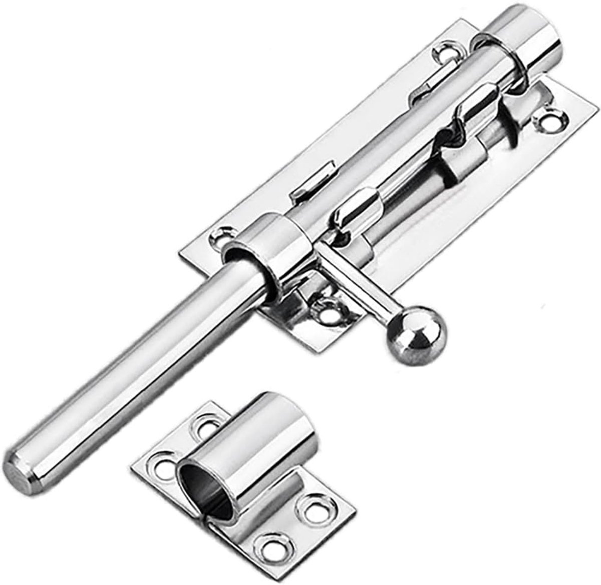 SnelShoppen - Heavy Duty Schuifpoortslot met Hangslotgat, 304 RVS Veiligheidsbuis, 12mm Diameter, 160MM RVS Deurslot voor Garages, Schuren, Tuinen en