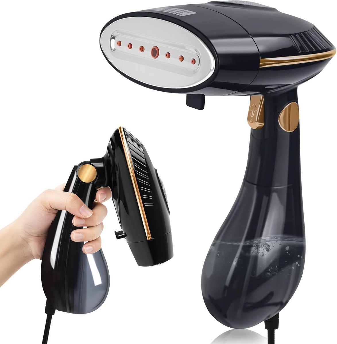 SnelShoppen - Steamer 1500 W Stoomborstel met Snelle Verwarming, 25 g/min Stoom, Vouwbaar, Kledingstrijkijzer voor Thuis en Kantoor - Zwart