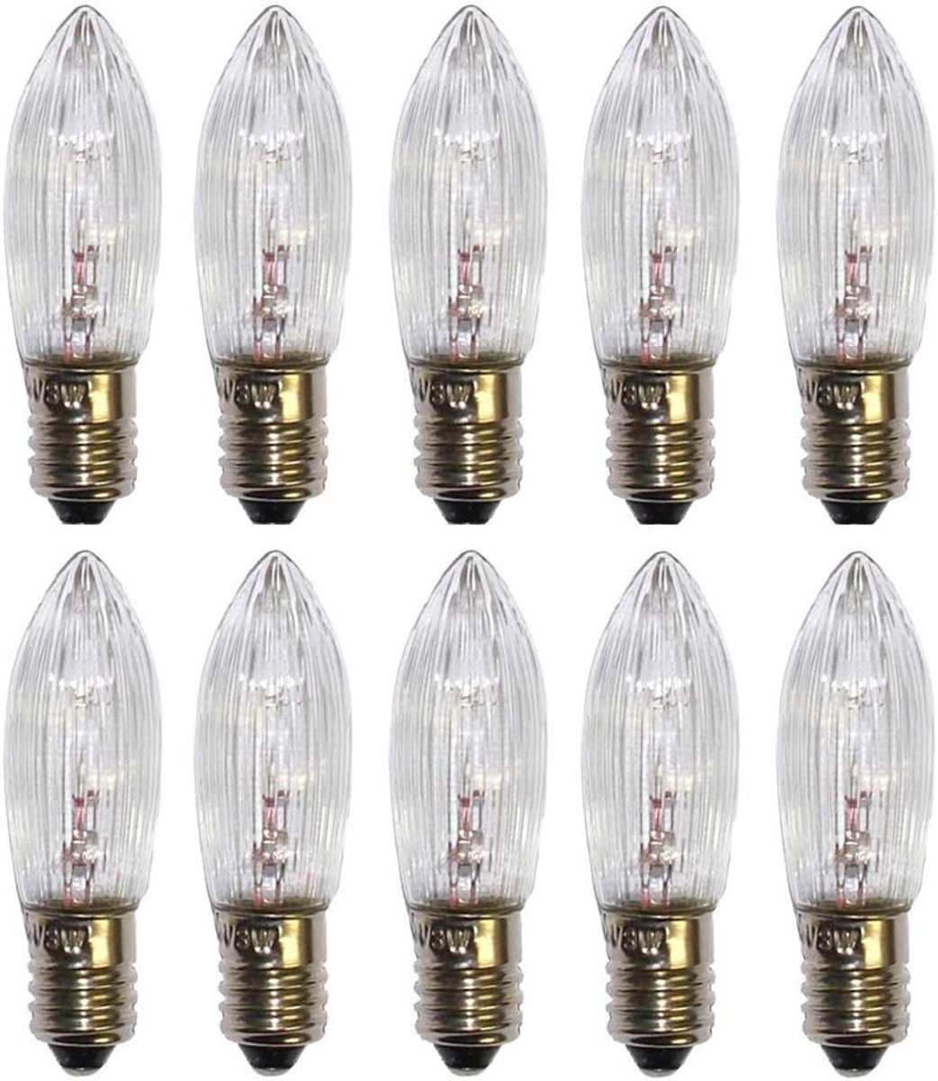 SnelShoppen - E10 Vervangende Lampen - 34V AC 3W Ribbelkaars Warm Wit - 10 Stuks - Perfect voor Feest, Tuin, Keuken en Decoratie