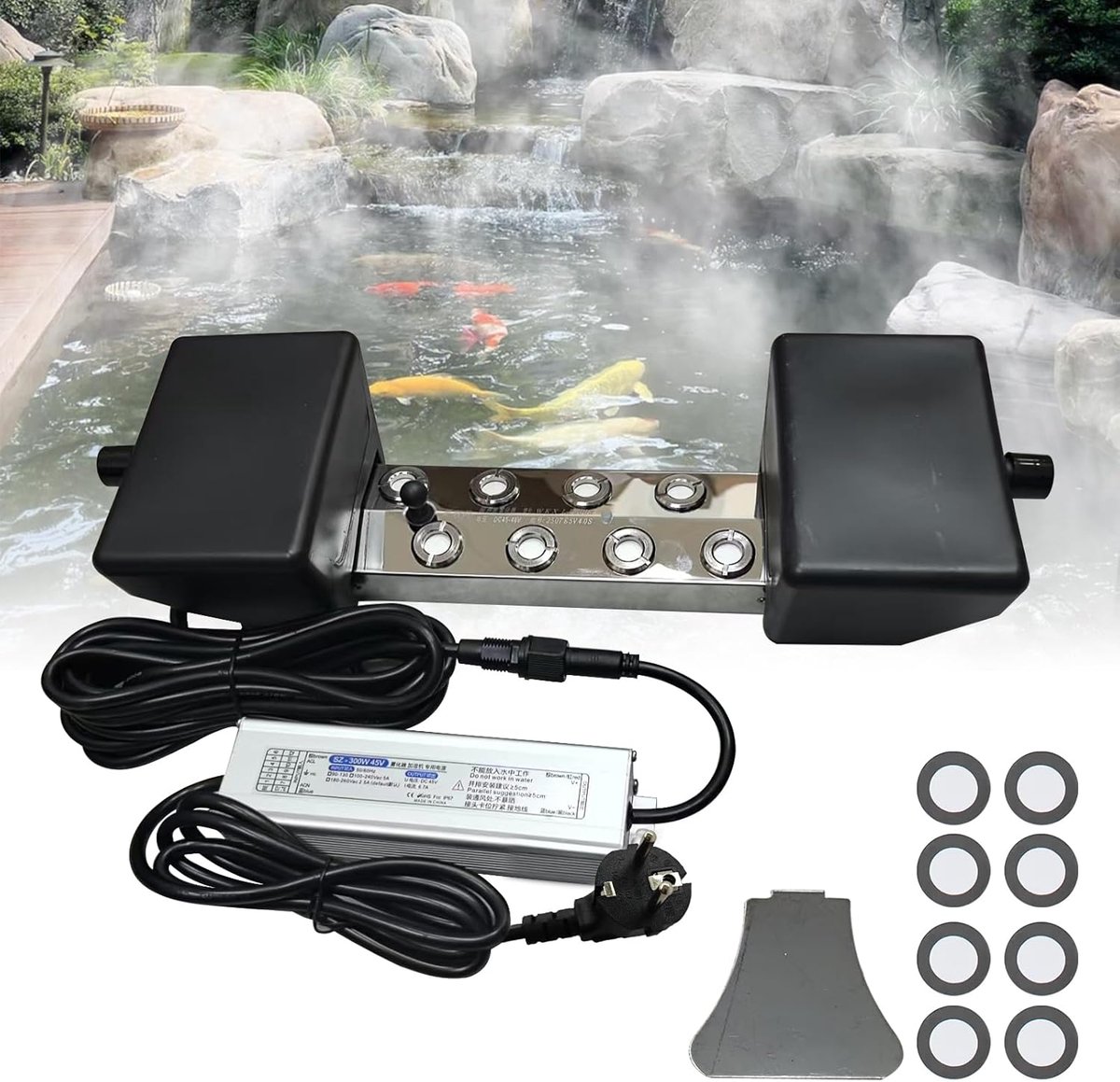 SnelShoppen - Ultrasonic Nebulizer 8 Hoofden 6 L/H RVS 304 Met Float - Ultrasonische Vernevelaar Voor Tuin, Kweek, Stage, Vochtbeschermer