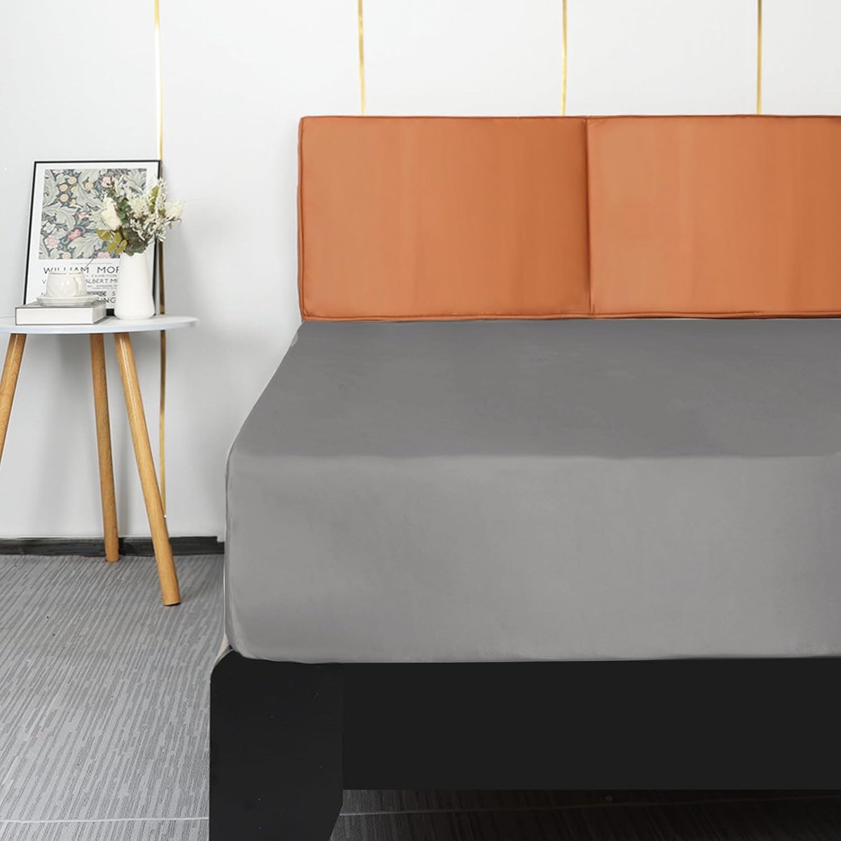 SnelShoppen - Luxe Satin Fitted Sheet - Zachte Polyester Hoeslaken met Diepe Hoeken - Donkergrijs - Maat 160x200x36cm - Perfect voor Slaapkamer