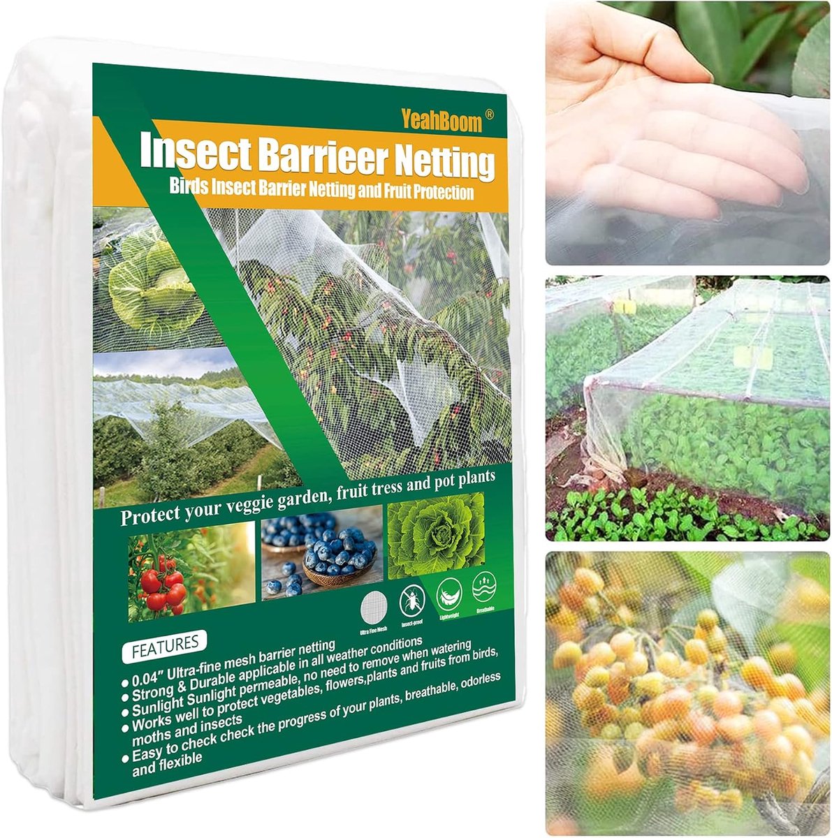 SnelShoppen - Insectenbeschermnet 3 x 6 m - Fijnmazig Plantbeschermingsnet voor Tuin, Groenten, Fruit, Bloemen, Kassen - UV Bescherming en Dierenafsch