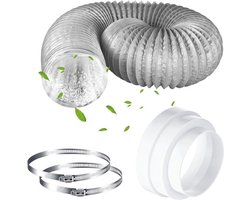 Afvoerslang Airco 150 mm x 2 m PVC verlenging - aluminium flexibele buis - roestvrijstalen klem - verloopstuk 120-160 mm - airconditioning wasdroger afzuigkap Afvoerslang Airco
