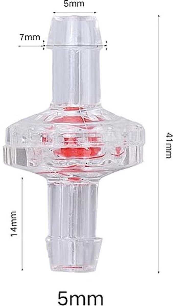 10 Stuks One Way Check Valve PP Kunststof Waterstop Plug - Geschikt voor 5mm Slangen - Terugstroombeveiliging voor Vloeistof en Gas