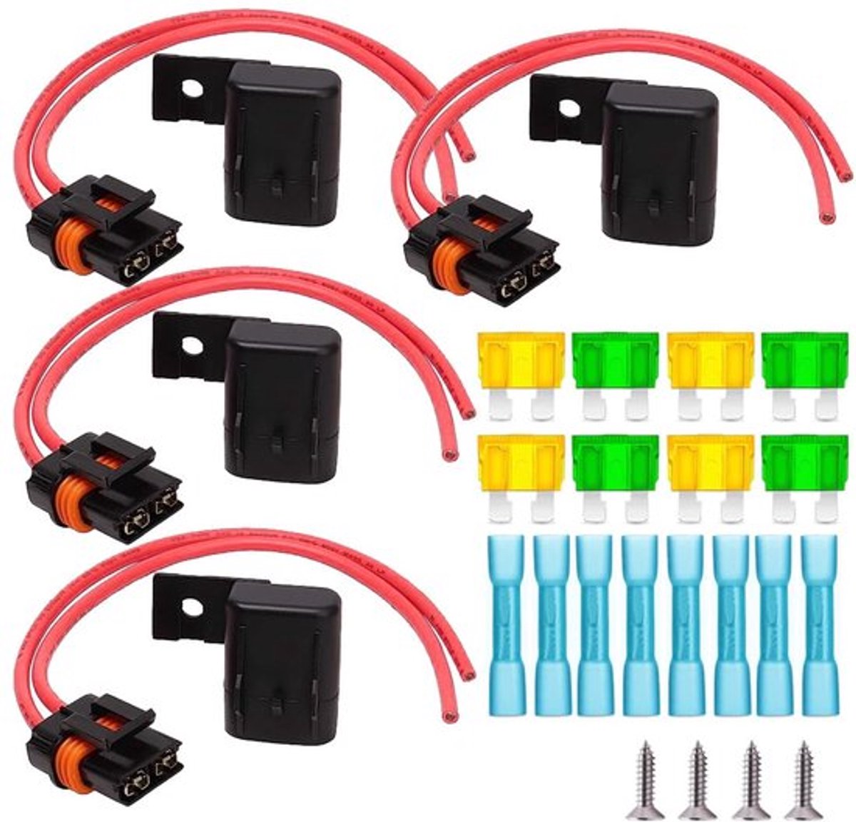 Inline zekeringhouder IP67 waterdicht, 12AWG-kabelboom ATC/ATO 20A/30A meszekeringhouder voor zwaar belaste busvoedingen, marine, voertuig (4 stuks)