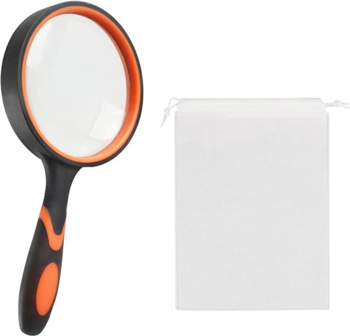 1 stuk 10-voudige handloep, 1 hoog-resolutie anti-val loeptas, 75 mm vergrootglas, geschikt voor het lezen van boeken en het bekijken van insecten (oranje)