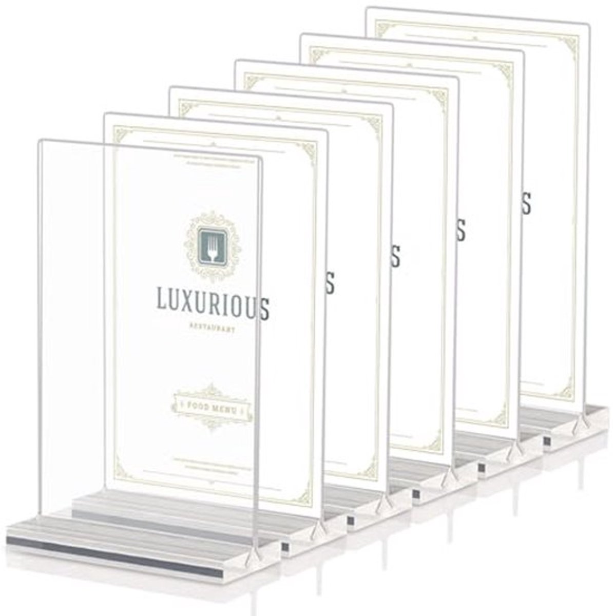 Tafels Standaards, A5 Stand, Verpakking van 6 Transparante Plastic Display Rek, Prijslabel Stand A5, T Stand voor Reclame Stand, A5 Acryl Poster, Menurek voor Restaurants, Kantoor, Hotels