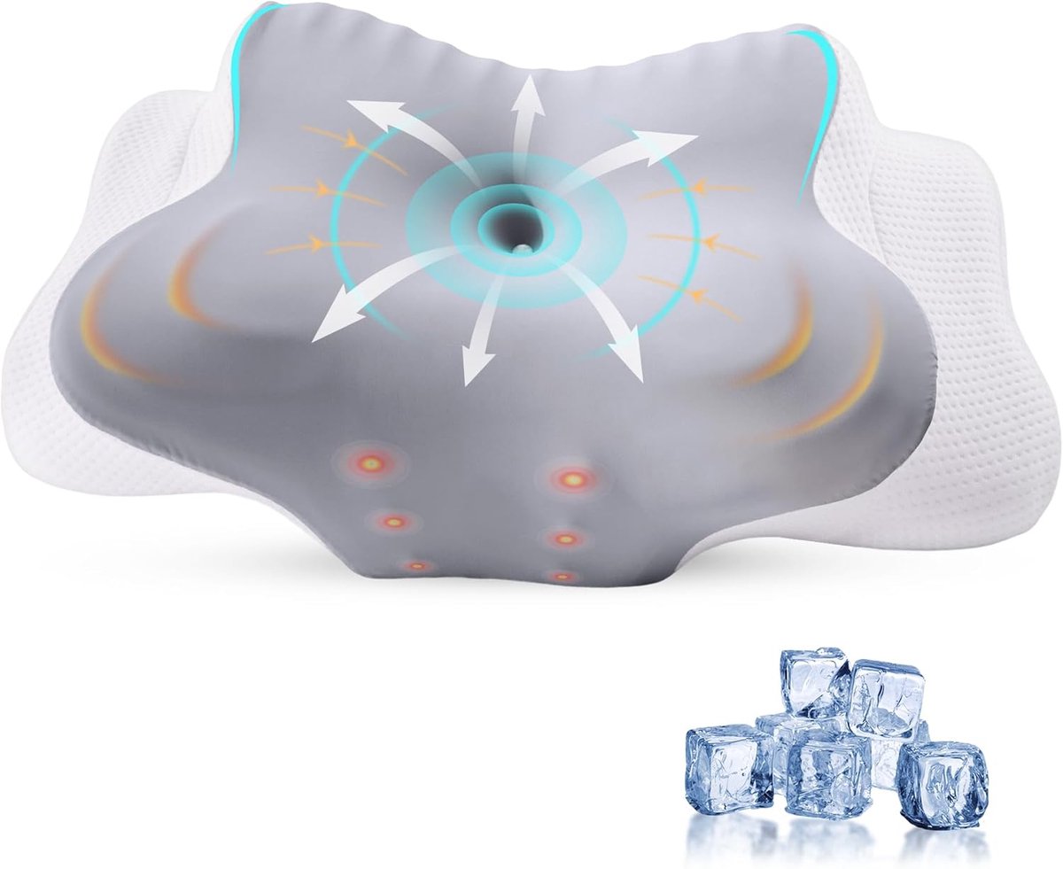 Thijox - 2-in-1 Ergonomisch Nekkussen - Memory Foam Hoofdkussen - Traagschuim Neksteunkussen voor Zijslapers, Rugslapers en Buikslapers - Afneembare O