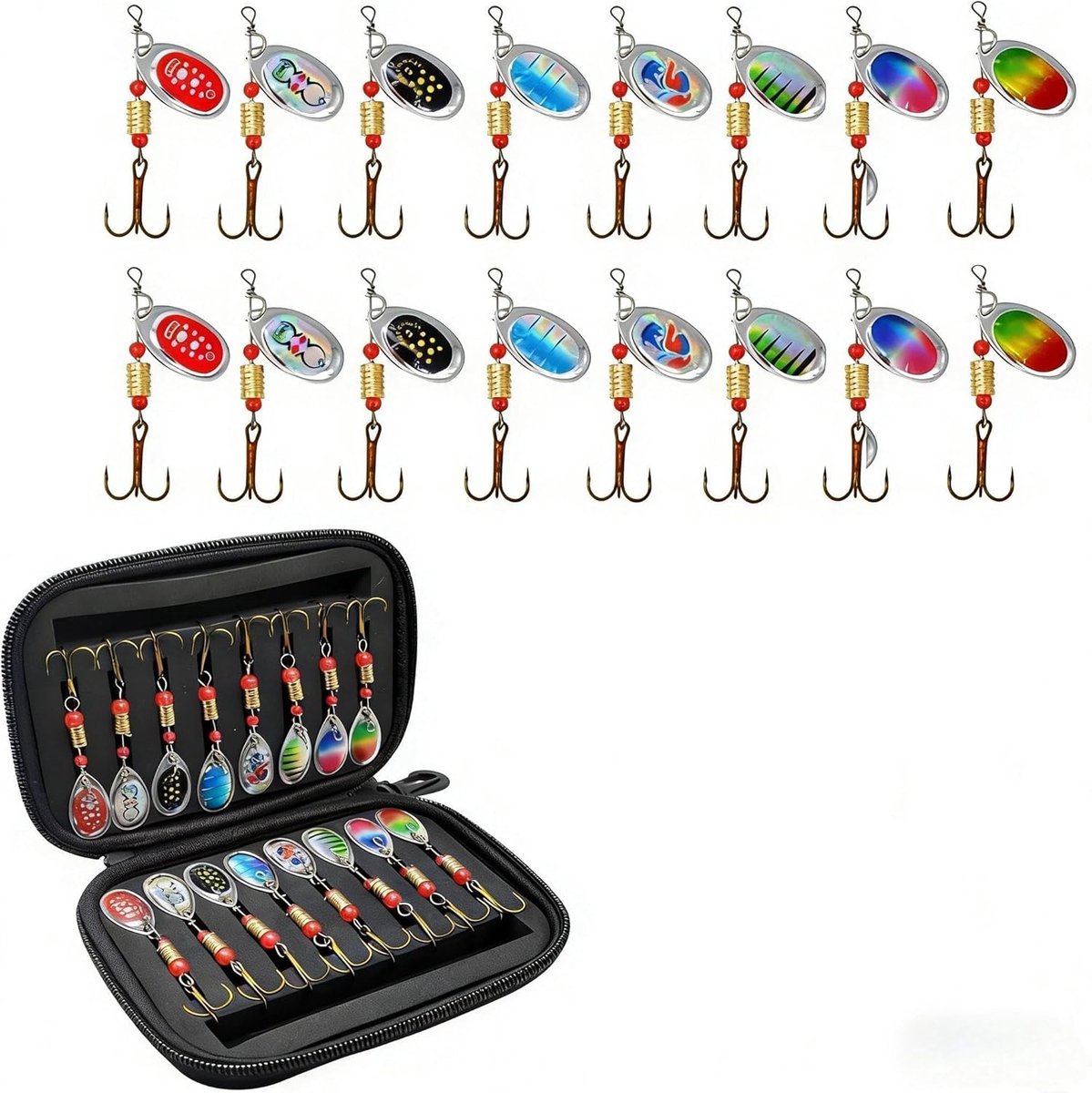 SnelShoppen - Trout Lure Set 16 Stuks 3.5 g Vissersaccessoires met Opbergdoos Glitters voor Forel, Baars, Zander, UV Kleuren