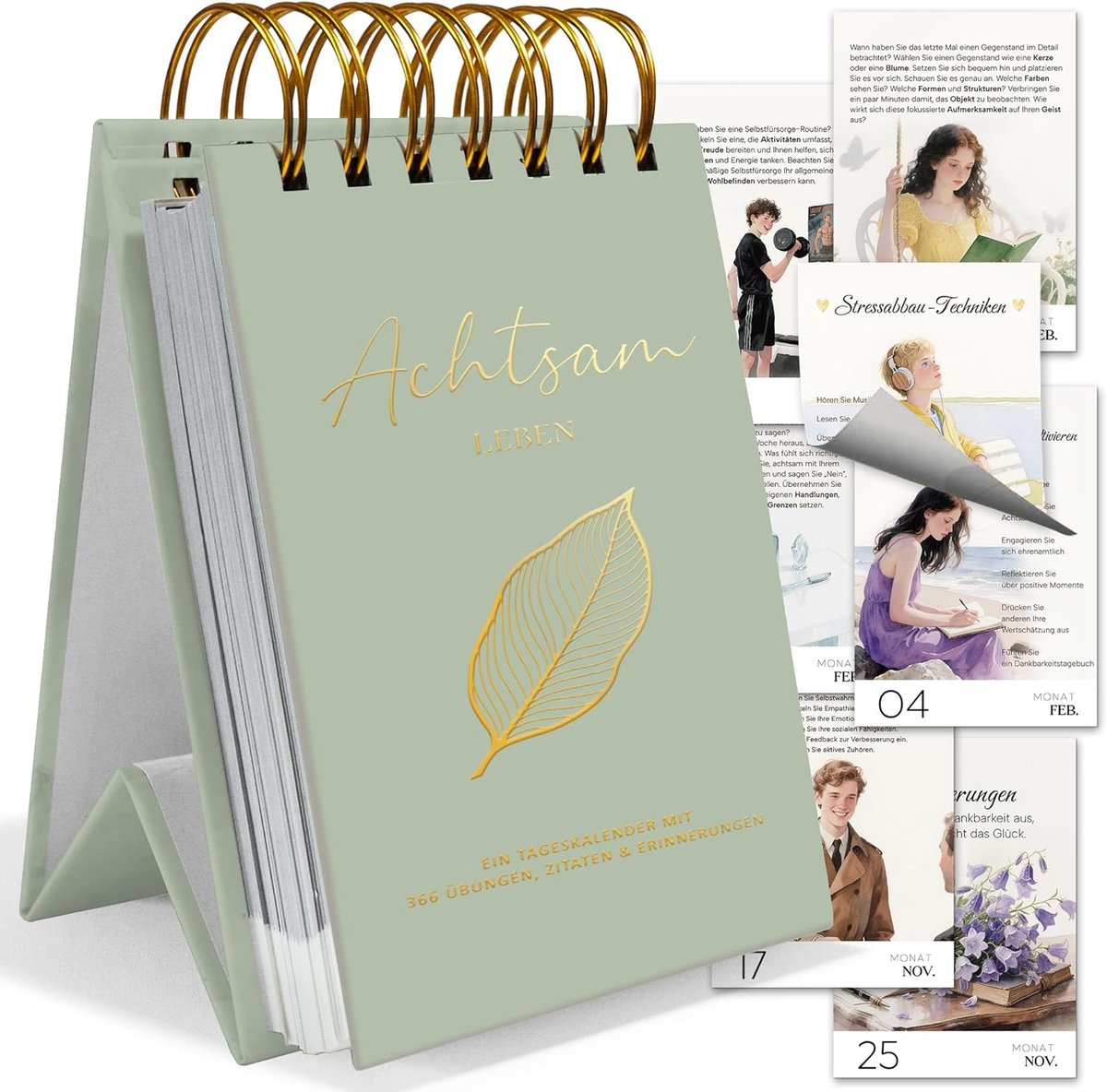 SnelShoppen - BIROYAL Tear Calendar - Groene Bladpatroon - Wandkalender 2024 - Decoratief - Handig voor Thuis en Op Kantoor - Perfect voor Plannen en