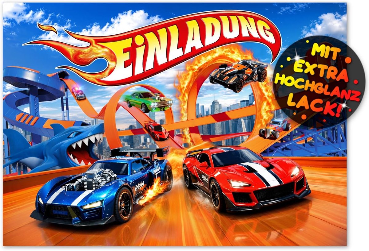 SnelShoppen - 12 x Racing Car Uitnodigingskaarten Kinderen Verjaardag - Formule 1 Go-Kart Auto Feest Kaarten voor Jongens en Meisjes - Ideaal voor Kin