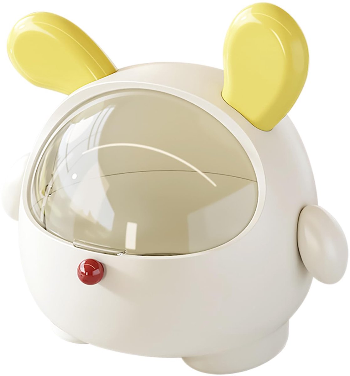 LISM-Schattig mini konijnenprullenbakje met deksel - klein cartoonkonijntje opbergdoosje Geschikt voor bureau, kinderkamer, kantoor, badkamer - leuk prullenbakje Geschikt voor thuis en school (wit)