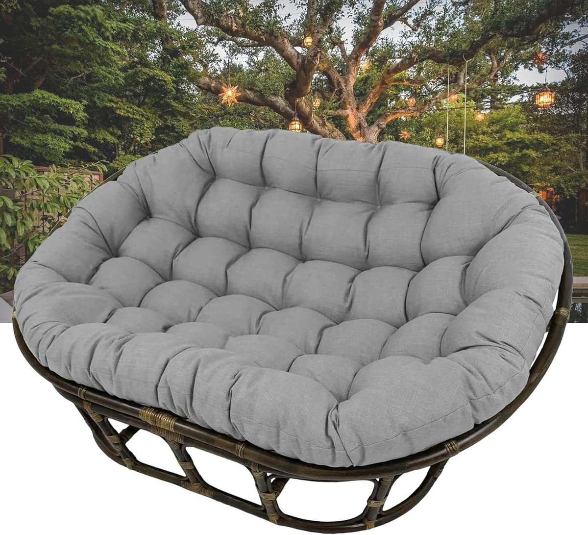 Hangstoel Kussen - Dubbel Zitkussen - Buiten Zitten - Oversized Constructie - 165 x 114 cm - Grijs