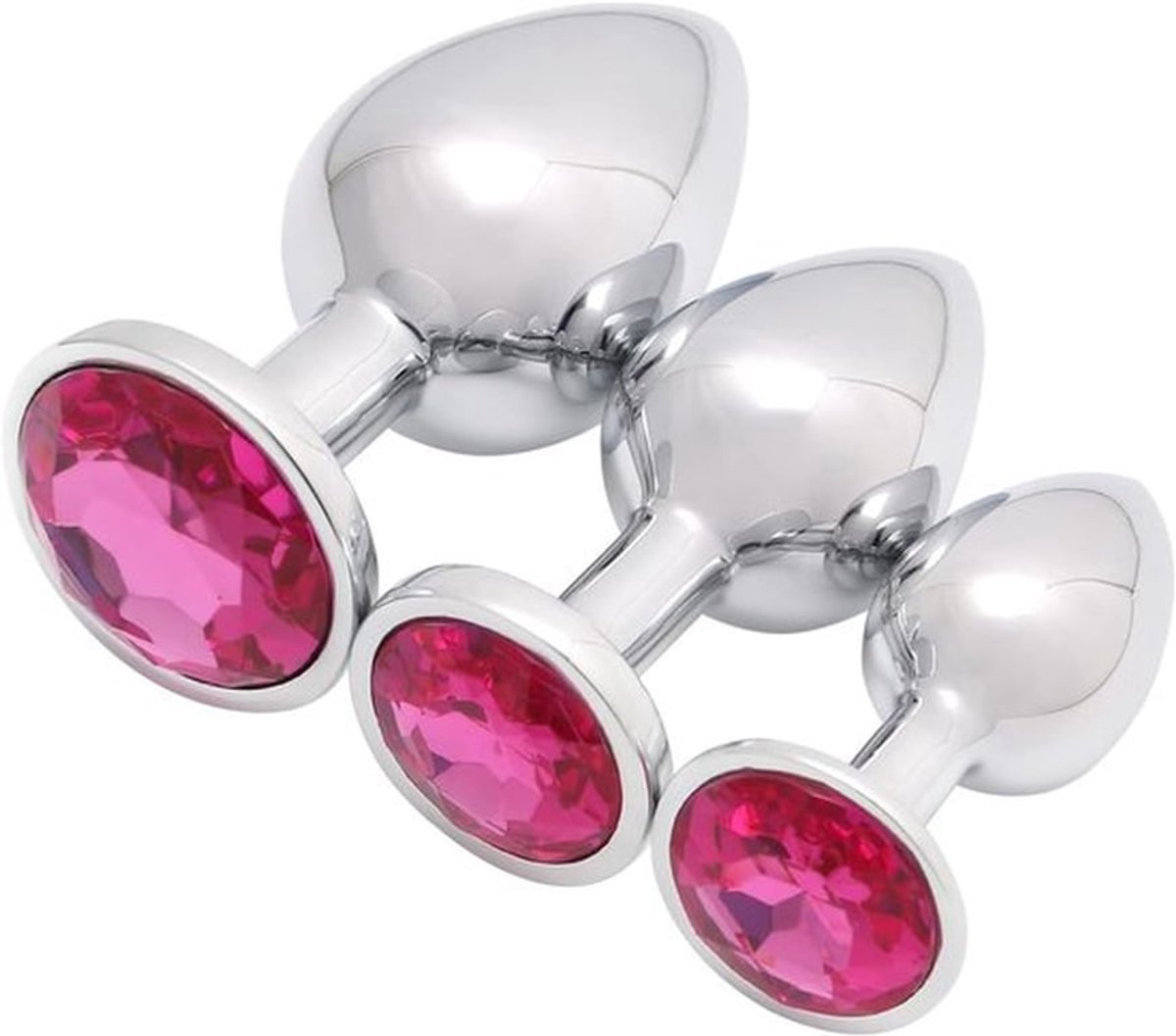 Set van 3 luxe sieraden met fetish buttplugs (roze)