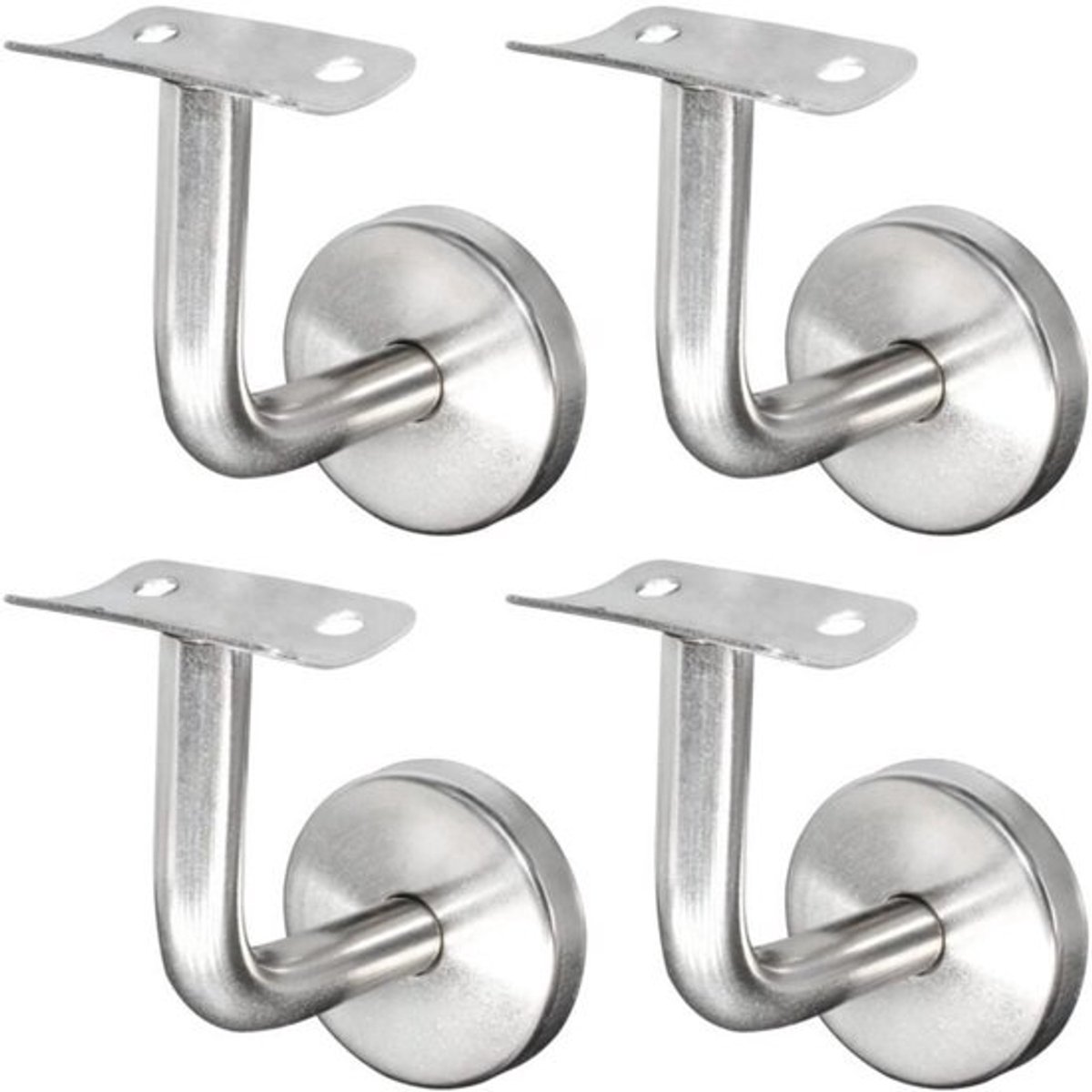 4 stuks - Muurbeugel voor leuning - Roestvrij staal - Trapleuningbeugel - Muurbeugel voor leuning - voor trapleuningen - Muurmontage - Zilver