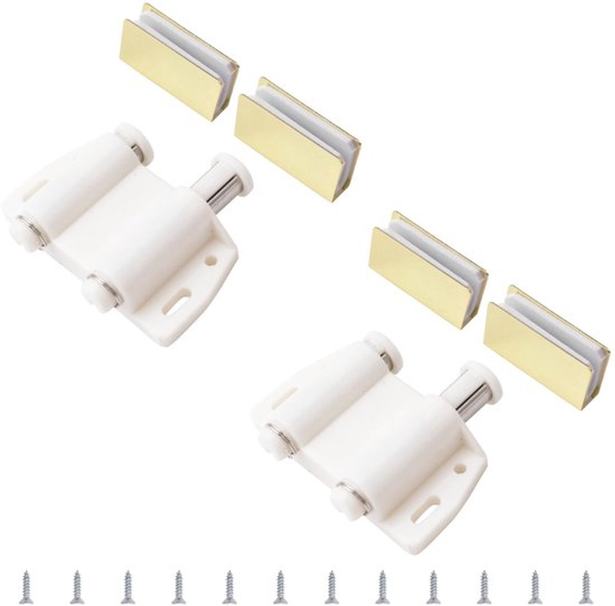 Glazen Deur Magnetische Retainer Latches, 2 Set Druk Open Dubbele Glazen Deur Magnetische Touch Latches met Verstelbare Kastklem, Geschikt voor 3-6mm Vrije Glazen Deur