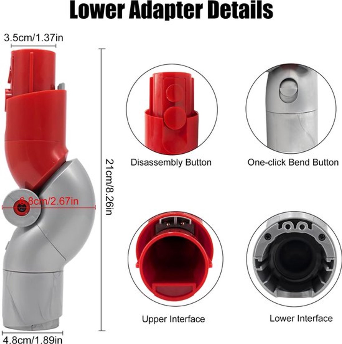Onderste adapter geschikt voor Dyson V10 Slim / V12 Digital Slim lichtgewicht stofzuiger - Gebogen verlengstuk snelontgrendelingsadapter - Schoonmaakgereedschap voor thuis - Geschikt voor Dyson Steelstofzuiger - stofzuiger accessoires