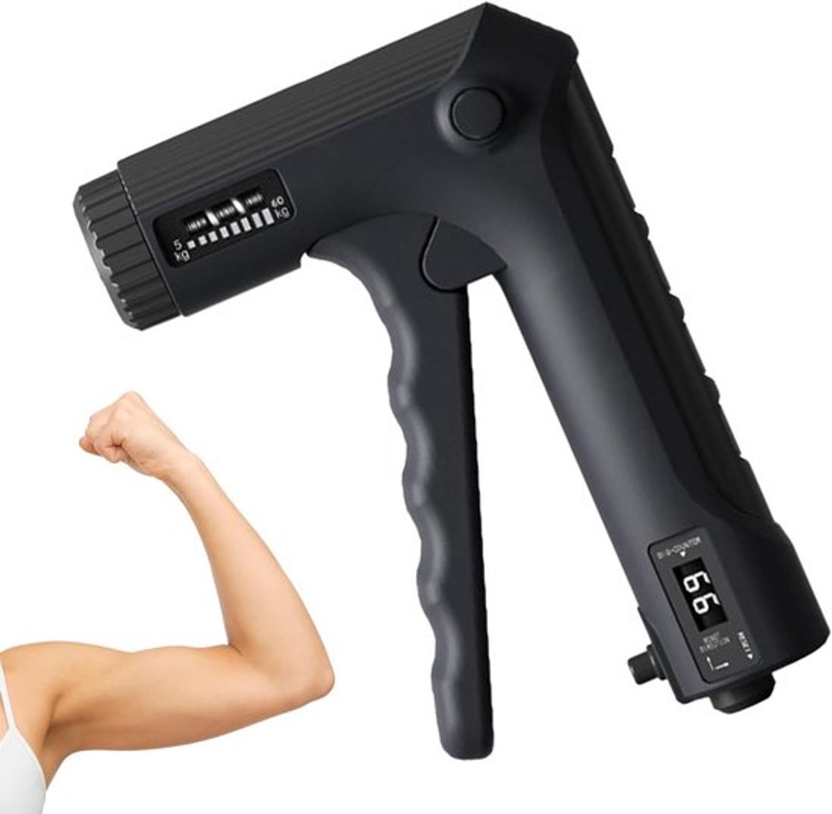 Handgriptrainer met vingertrainer, hand-spierkrachttrainer en krachtversterker voor spiertraining, oefeningen en fitness.