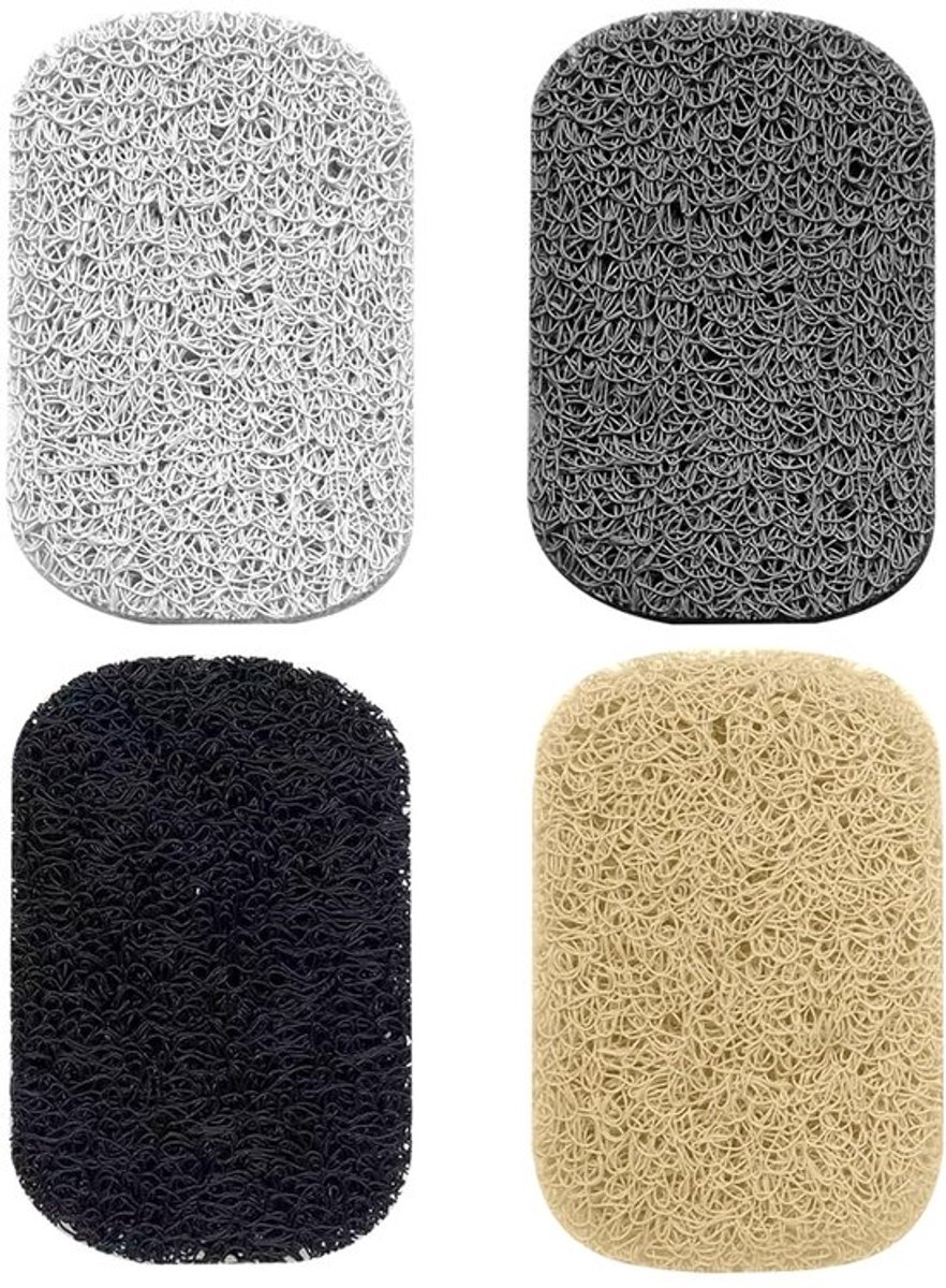 Zeepschotels set van 4 - Antislip, waterafvoer, BPA-vrij - Zwart, wit, beige, grijs