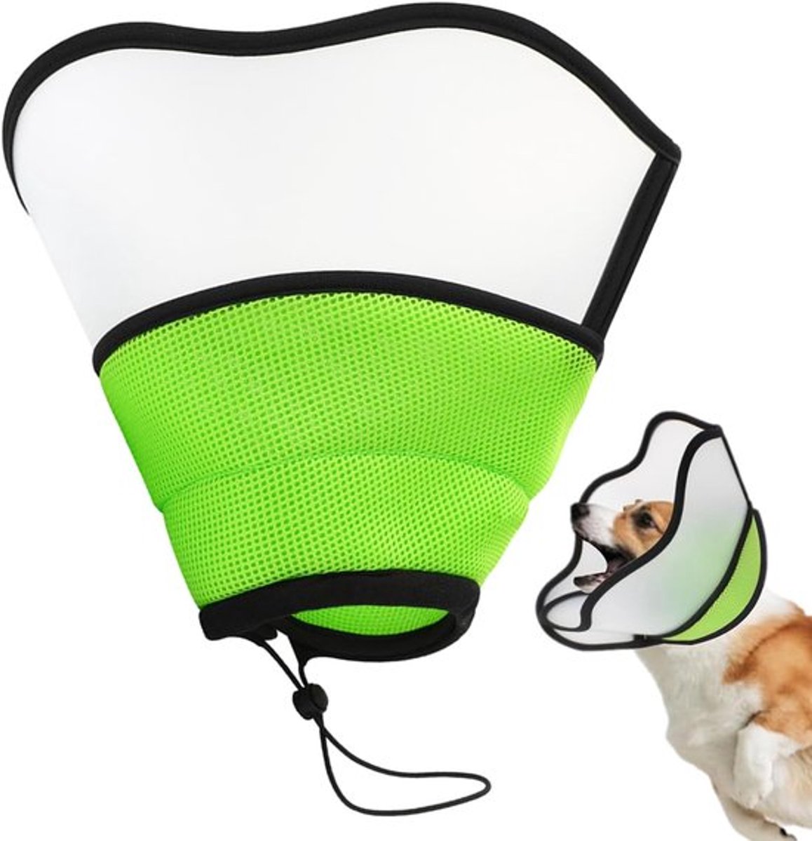 1 Beschermende halsband voor honden - Verstelbaar - Zachte conische vorm - Bescherming na een operatie - Voorkomt likken - Biedt comfortabele ondersteuning - Geschikt voor middelgrote tot grote honden - Groen