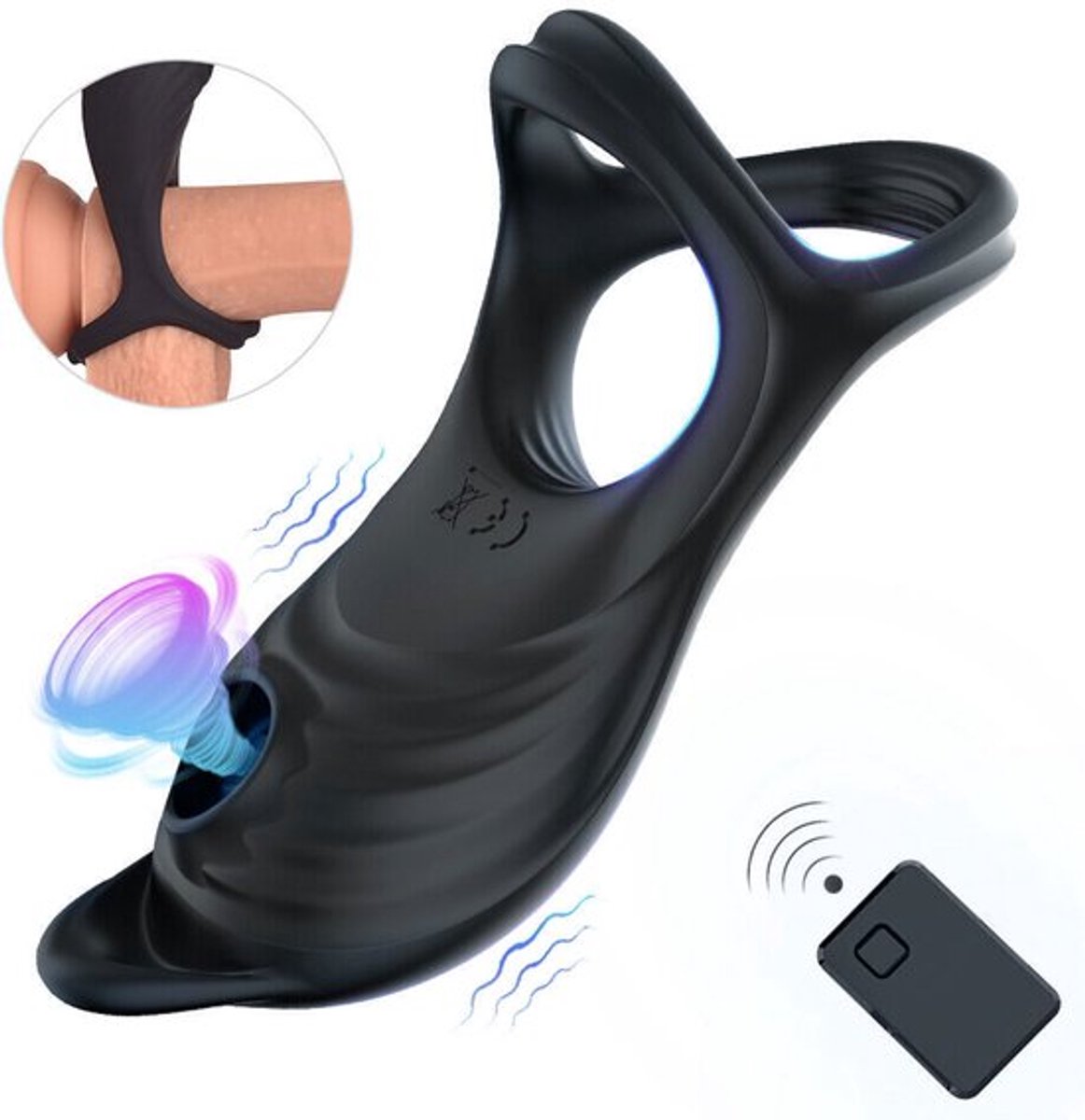 Penisvibratorring voor mannen, koppels, oplaadbare siliconen penisring