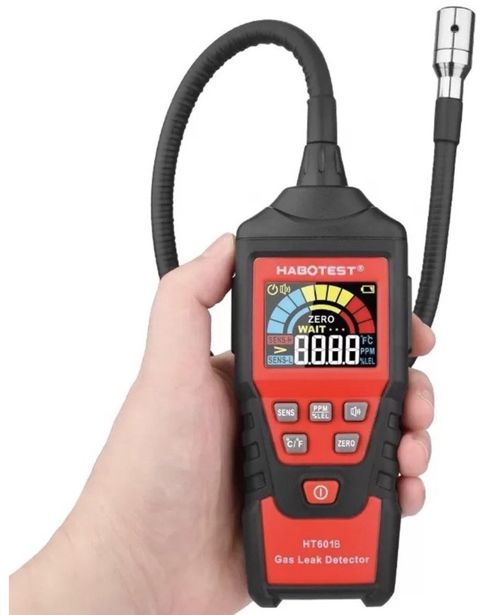 medj- Gaslek Detector, Gasmeter met 40 cm Zwanenhals, Visueel & Auditief Alarm, ±10% FS, 3 Gevoeligheden, Detecteert 15+ Gassoorten