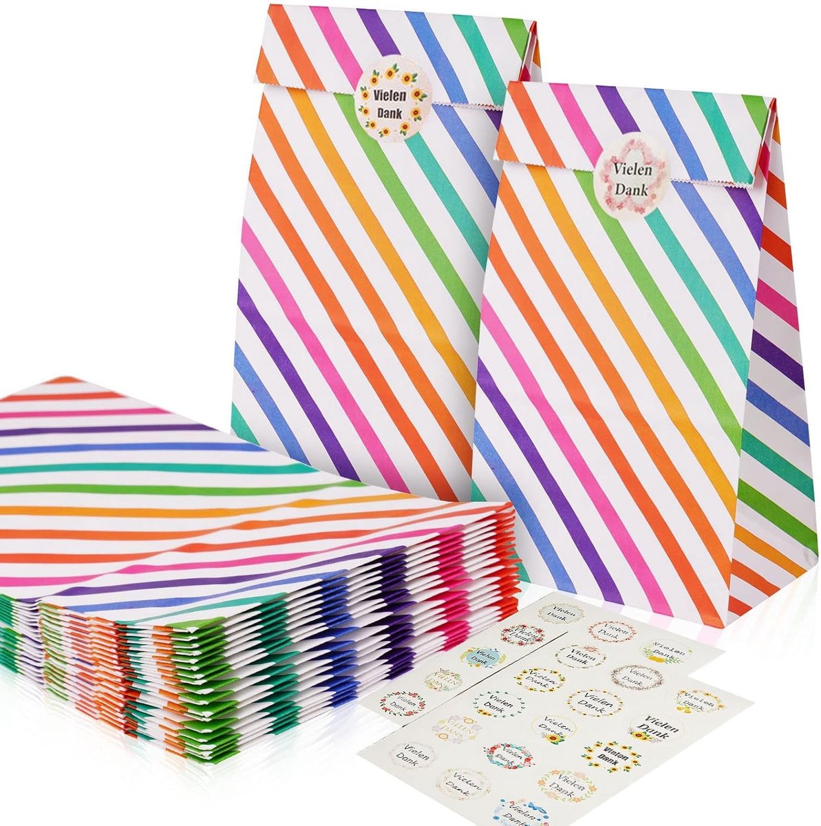 SnelShoppen - 30 stuks papieren cadeauzakjes, kinderverjaardag, feest, Kerst, bruiloft, 24 x 13 x 8 cm, herbruikbaar kraftpapier, milieuvriendelijk me