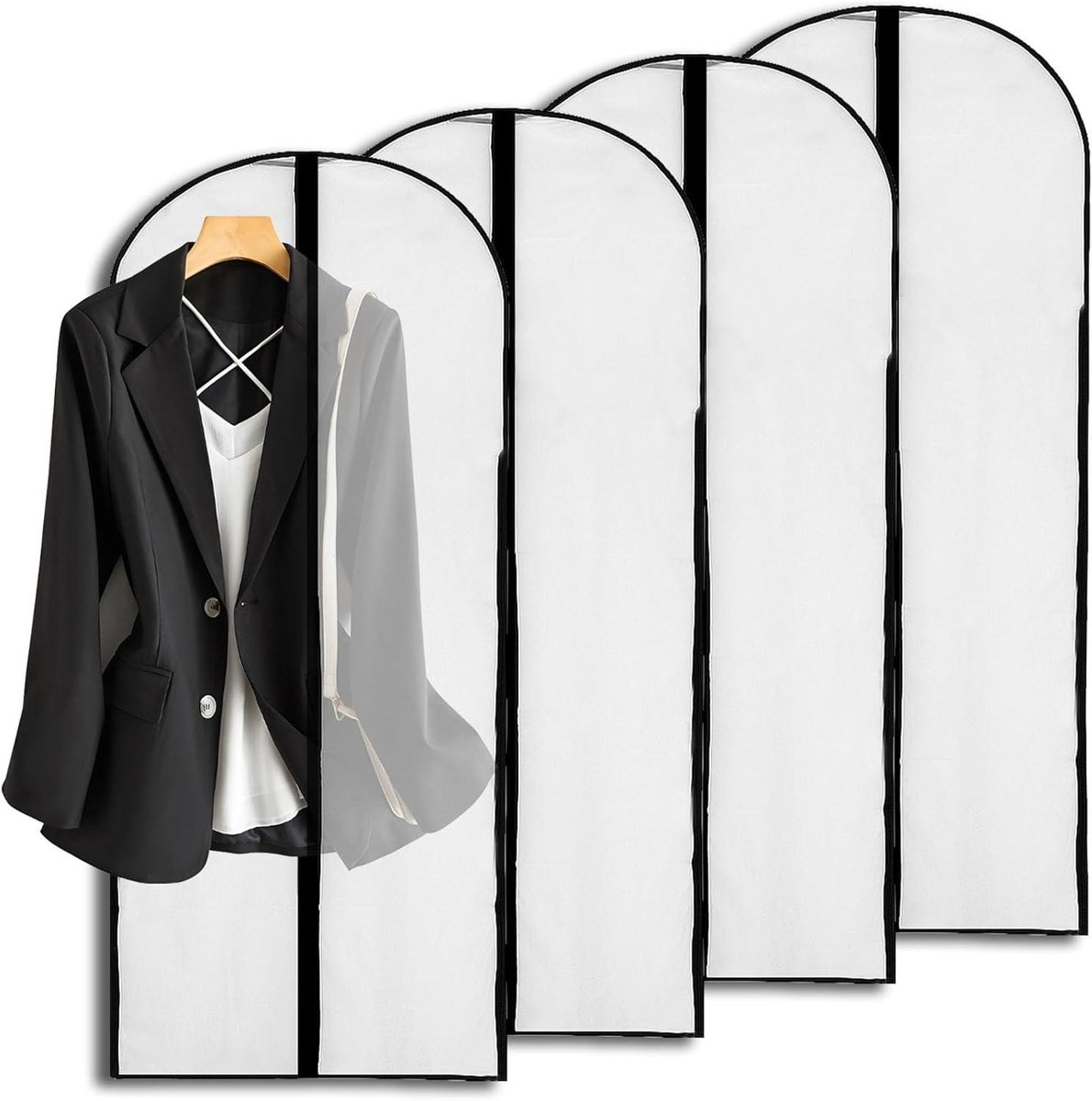 Kledinghoezen Set - Kledingzakken Beschermers - Kleding Opbergen - Stof en Vocht Vrij - 4 Stuks 60x120cm - Wit