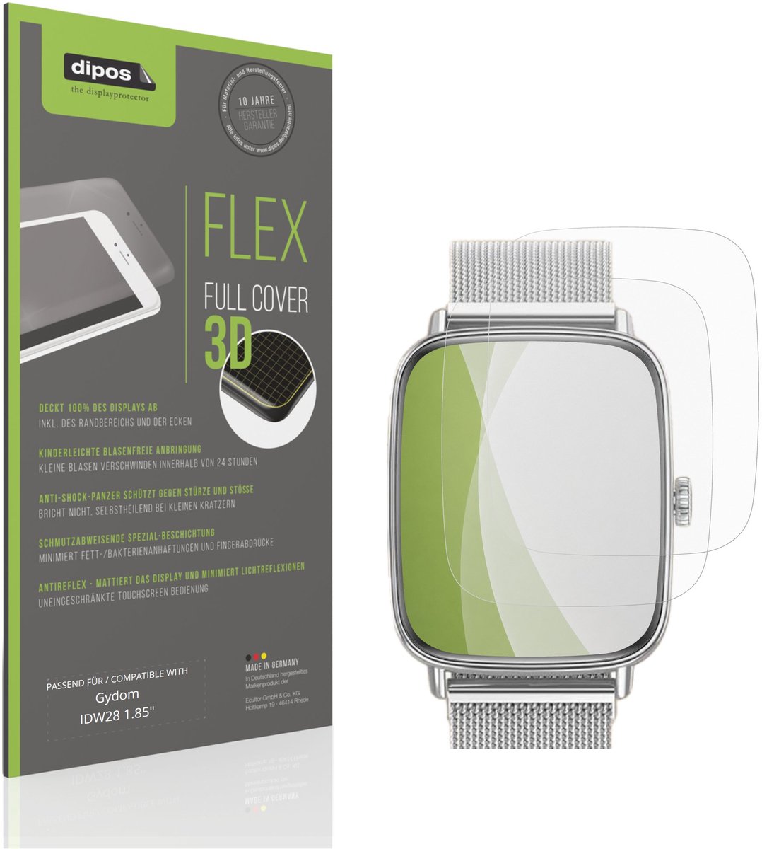 dipos FLEX – 2x Matte Screenprotector geschikt voor Gydom IDW28 1.85" | Volledige Schermbescherming | Case-Friendly