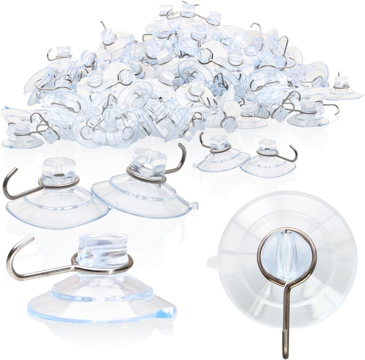SnelShoppen - 72x Multifunctionele Zuignaphouder met Metalen Haak en Gleuf voor Kerstverlichting, Decoraties, Handdoeken - Geschikt voor Tegels, Ramen