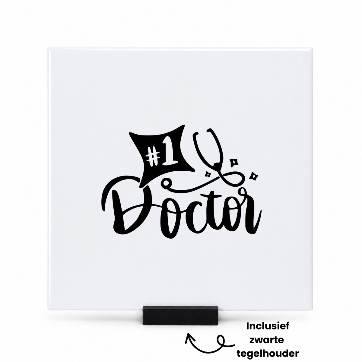 Hacebo Dokter tegeltje met tegelhouder - Dokter - Dokter Verpleegkundige arts - tegeltjes met tekst - Verpleegkundige - dankjewel - Ziekenhuis - Verpleegster - spreuktegels - 15x15 CM Wit