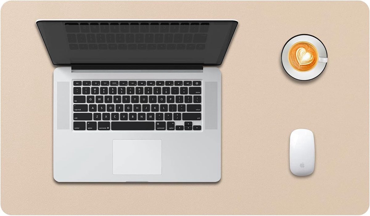 SnelShoppen - Desk Mat Beige 60x35 cm - Desk Protector en Writing Pad voor Laptop/Keyboard/Mouse - PU Leer, Waterproof, Suède, Non-slip, Ideaal voor T
