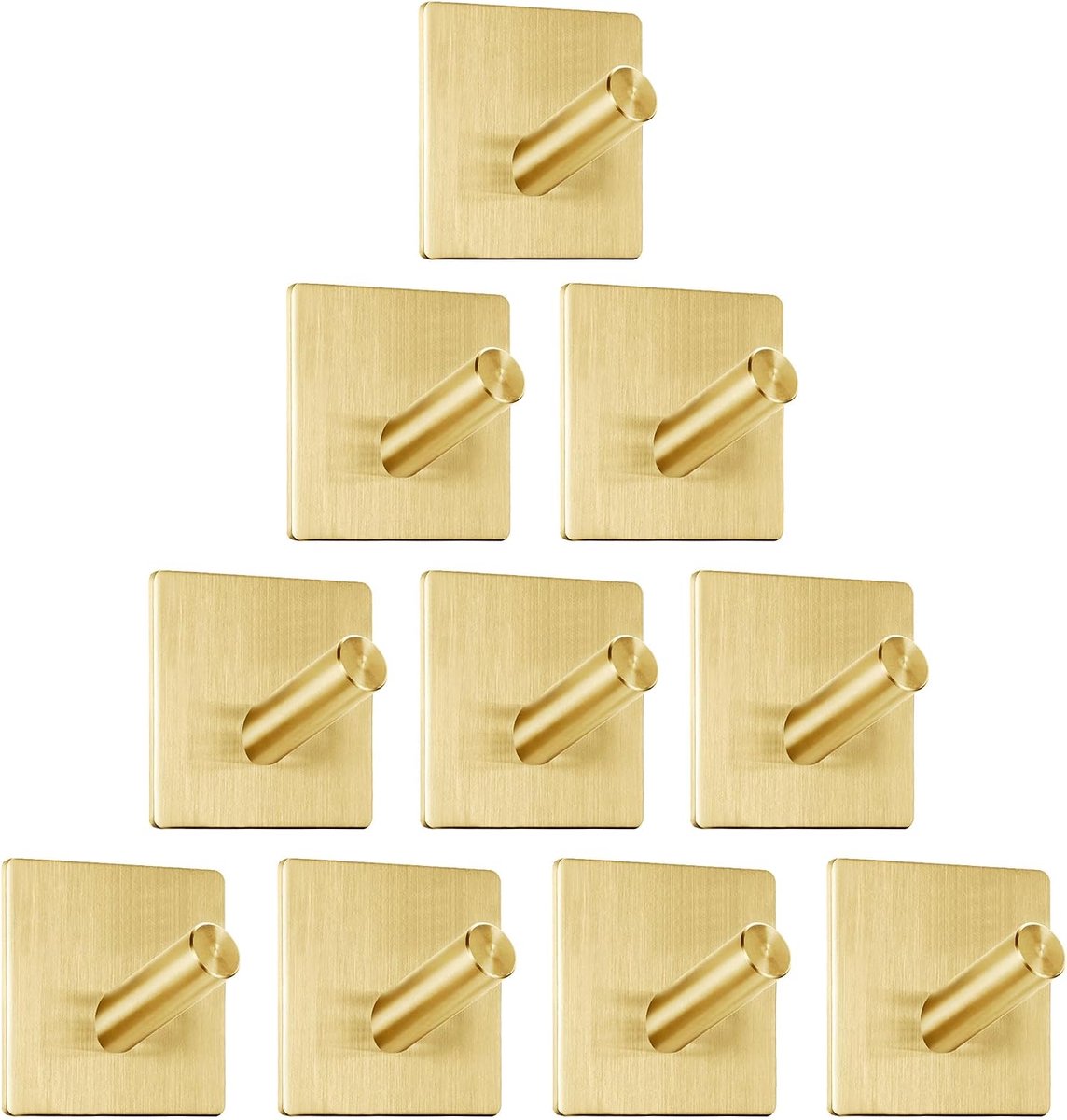SnelShoppen - 10 Stuks Zelfklevende RVS Haakjes - Extra Sterke Wandhaken voor Badkamer en Keuken - Waterdicht, Roestvrij, Goud