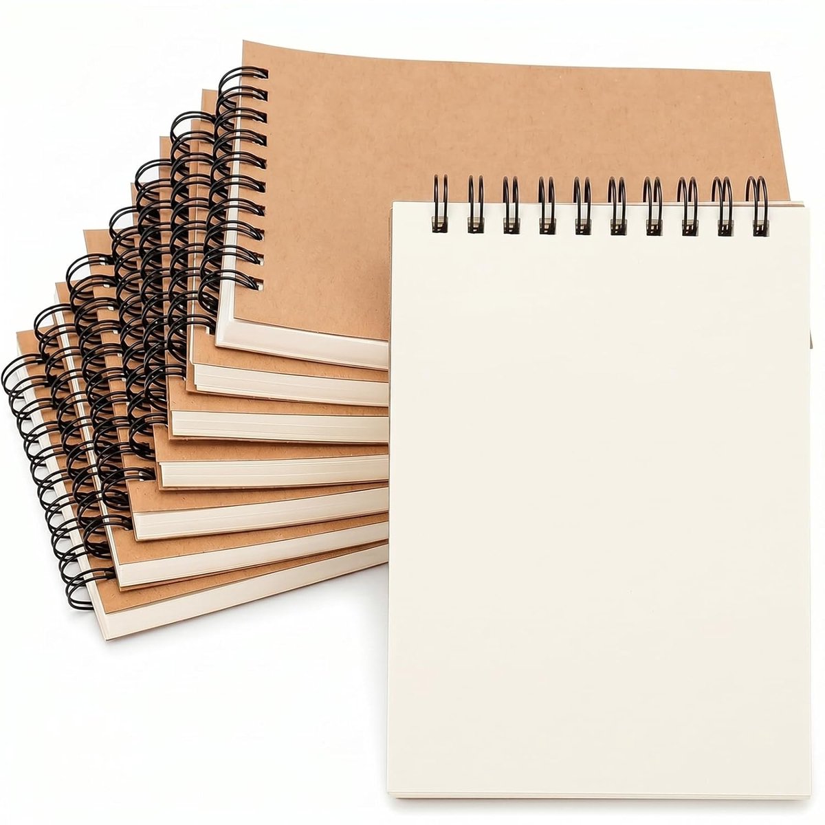 Thijox - Notitieblok A6 Blanco Spiraalblok 8 Stuks, 80 Vellen Leeg Papier, Voor School, Kantoor, Kinderen, Cadeau, Milieuvriendelijk, Afscheurbaar, Kl