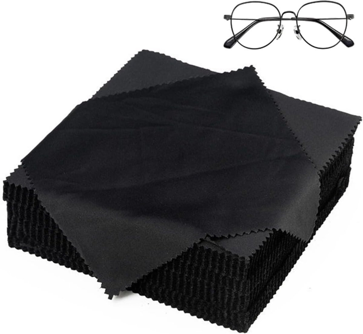 SnelShoppen - 30 stuks microvezel reinigingsdoekjes 13x13 cm zwart voor bril smartphone scherm lens camera - Ideaal voor thuis en onderweg