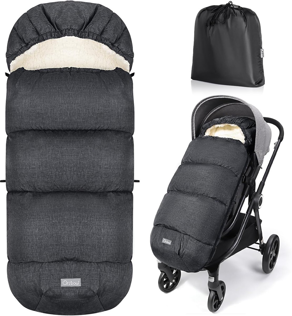 SnelShoppen - Waterdichte Voetenzak voor Kinderwagens - Extra Dikke Sherpa Fleece Voetmuff met Verstelbare Kap - Warm en Comfortabel voor Baby's - Don