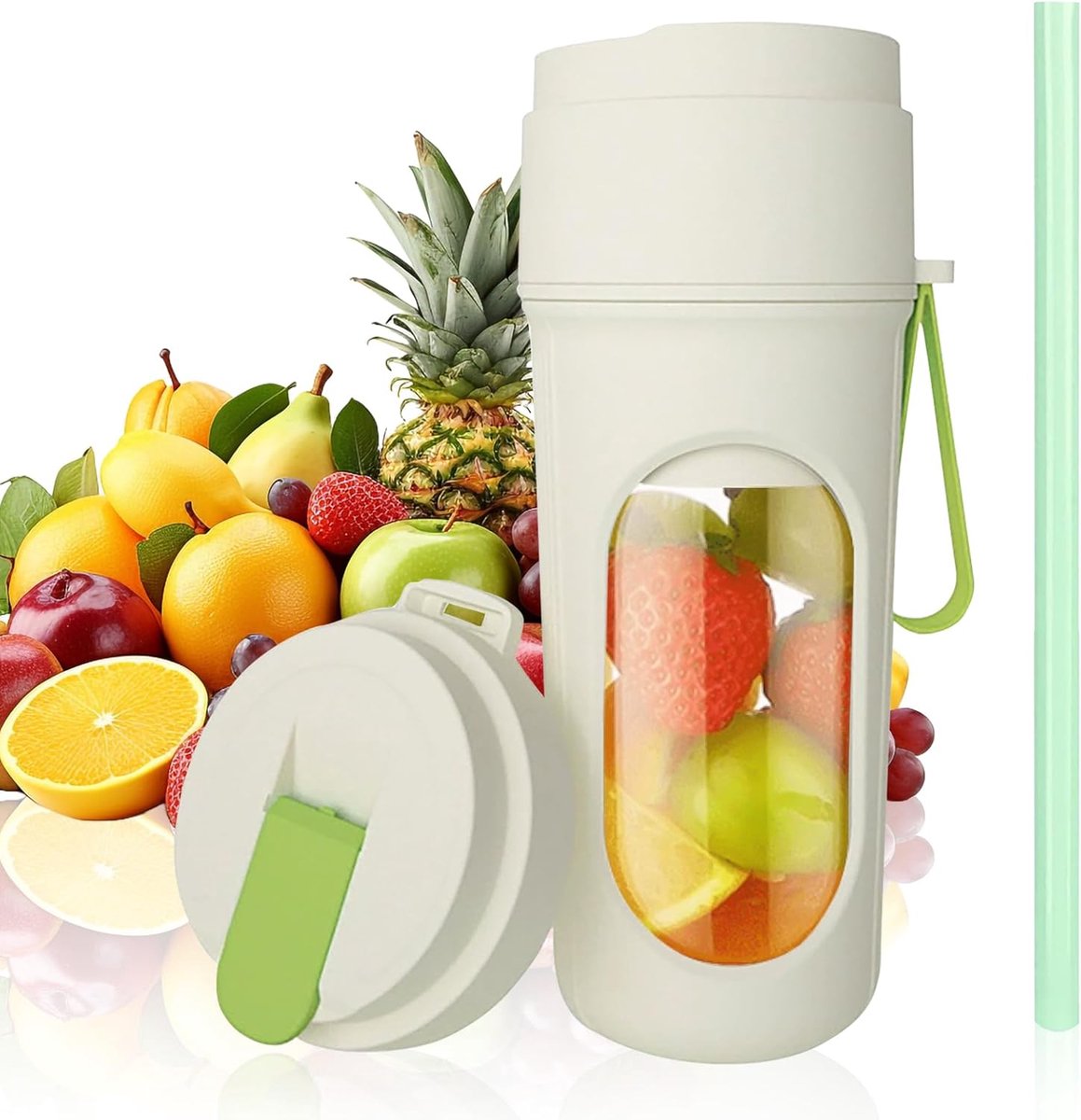 Thijox - Smoothie Maker to Go 450 ml Draagbare Blender met 12 Roestvrijstalen Messen, Mini Mixer voor Shakes, USB Oplaadbare Mixerset voor Sportschool